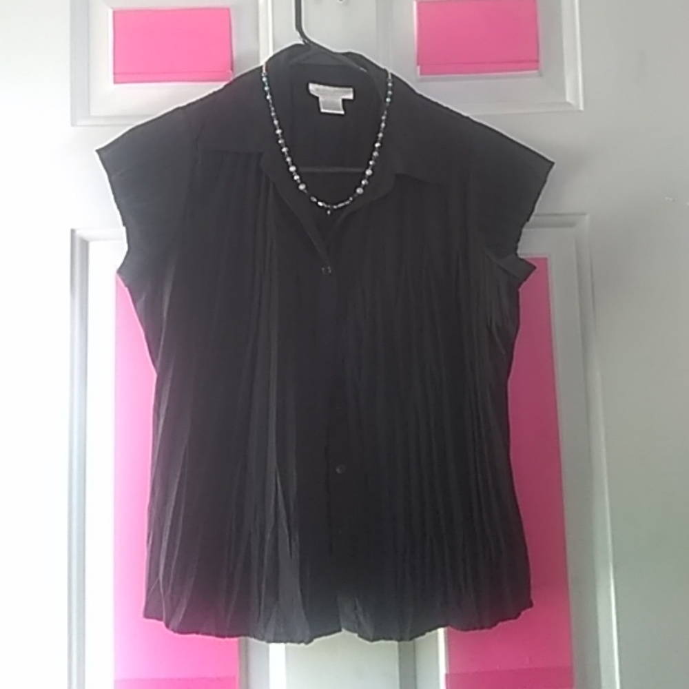 Black Crinkle Style Blouse by Worthington from JCP
